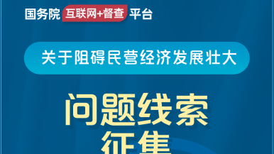 尻逼直播免费看国务院“互联网+督查”平台公开征集阻碍民营经济发展壮大问题线索